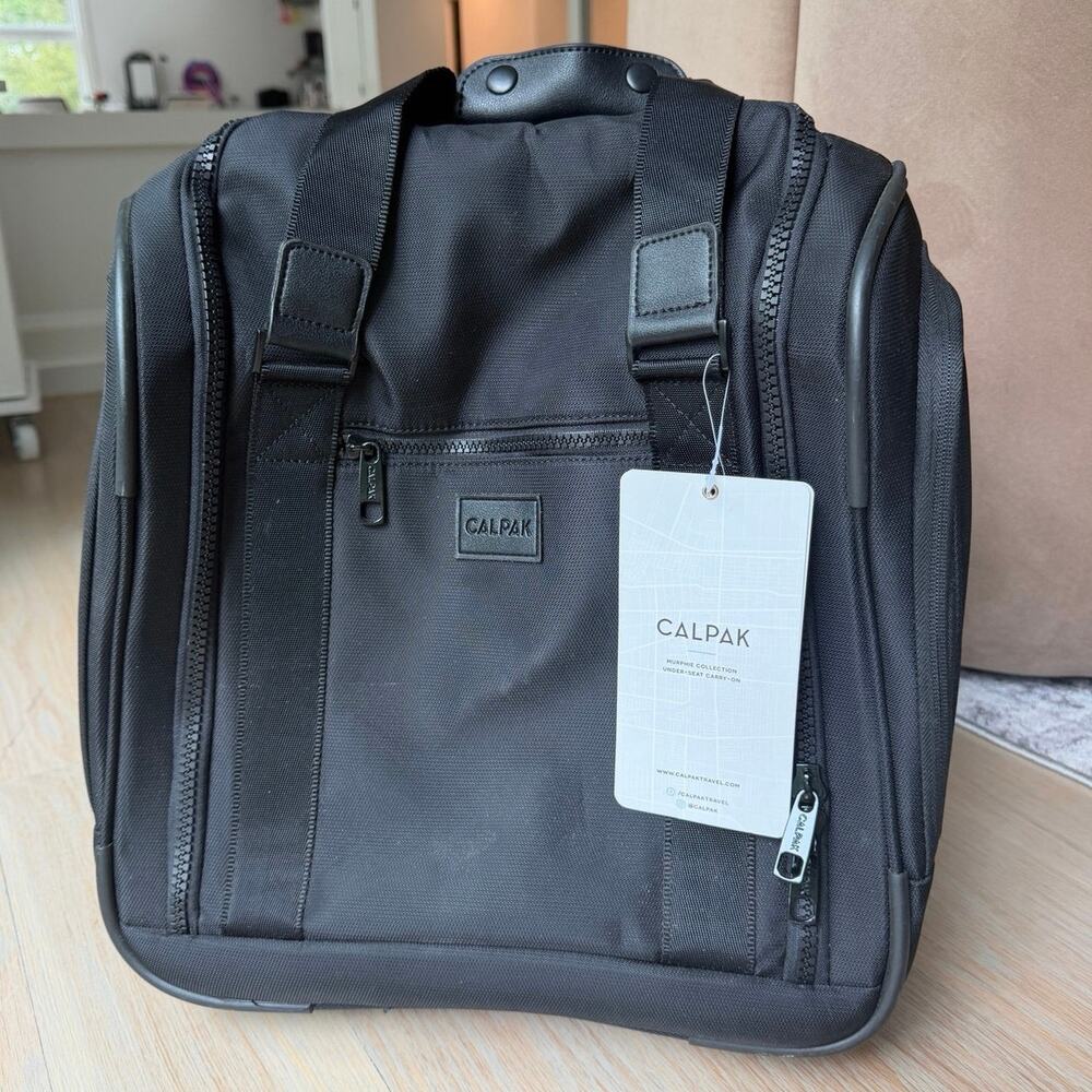 CALPAK Murphie Underseat Carry On Black Rolling Travel Bag NWT Compact Luggage